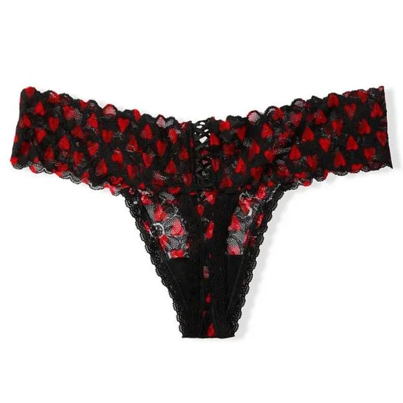 VS ❤️ Lace Thong w/Red Hearts NWT Victoria's Secret Gorgeous Romantic NEW - Picture 12 of 16